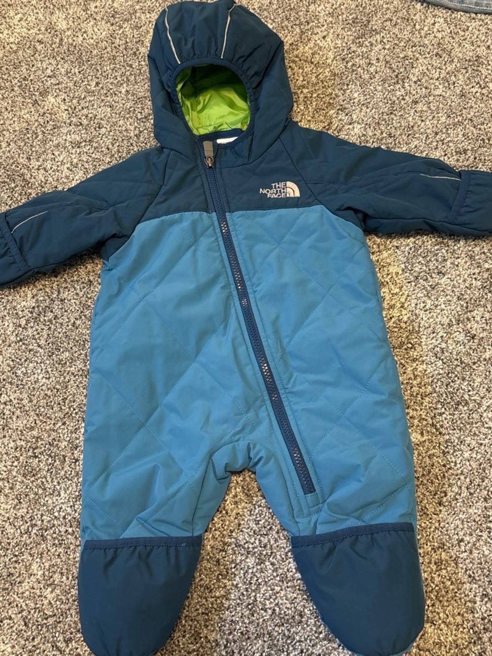 The North Face Blue Hooded Kids Insulated One-Piece Footie